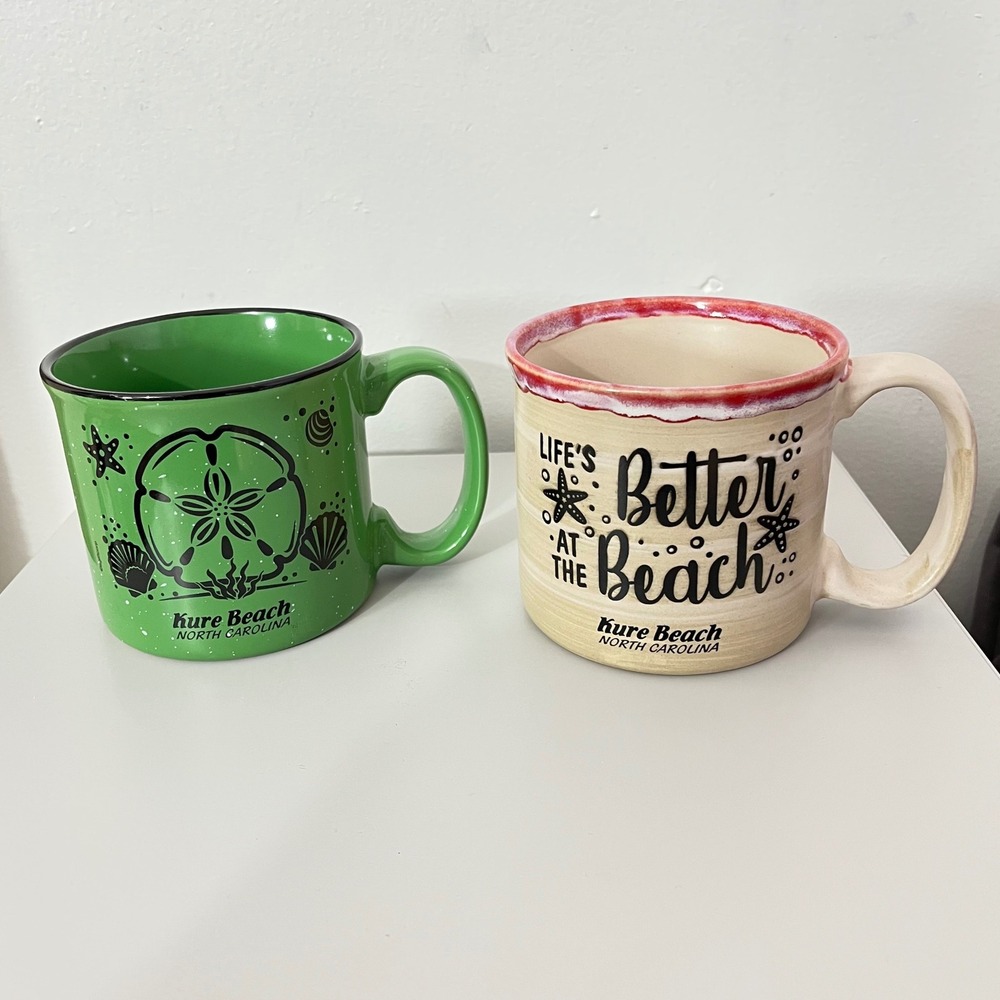 Kure Beach North Carolina His and Hers Mugs 16 OZ Set of‎ 2